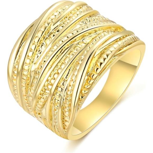 Women's Gold Plated Wide Index Finger Ring - Picture 1 of 5